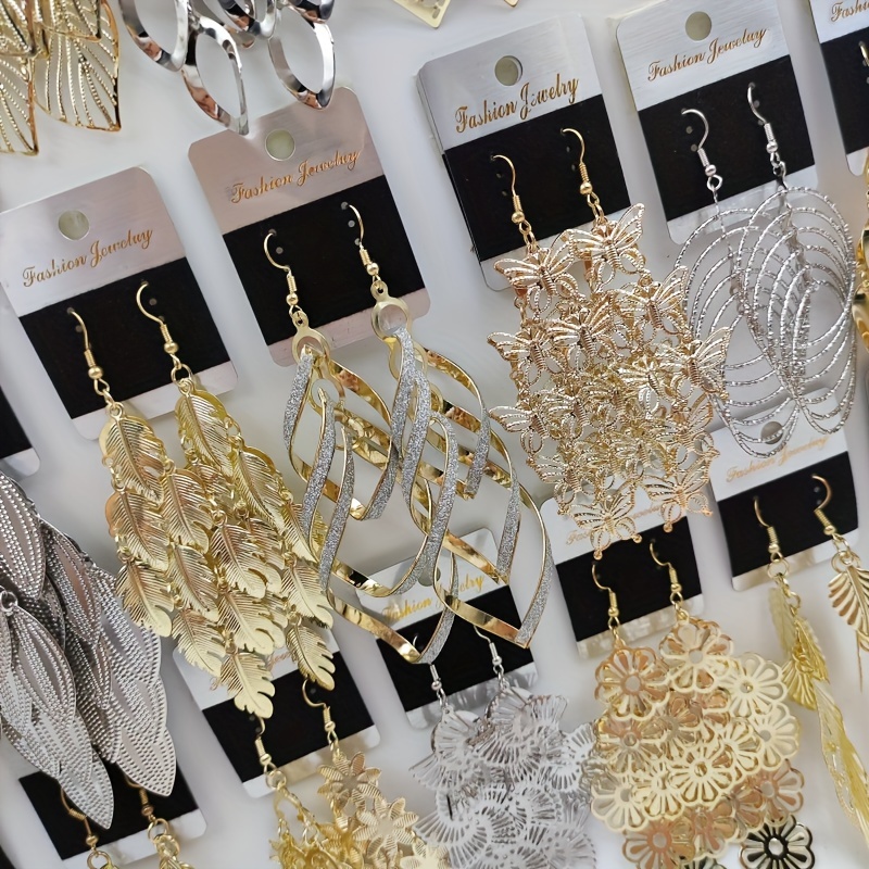 Assorted Earrings Set Leaf Butterfly Circular Spiral Pendants Dangle Drop S